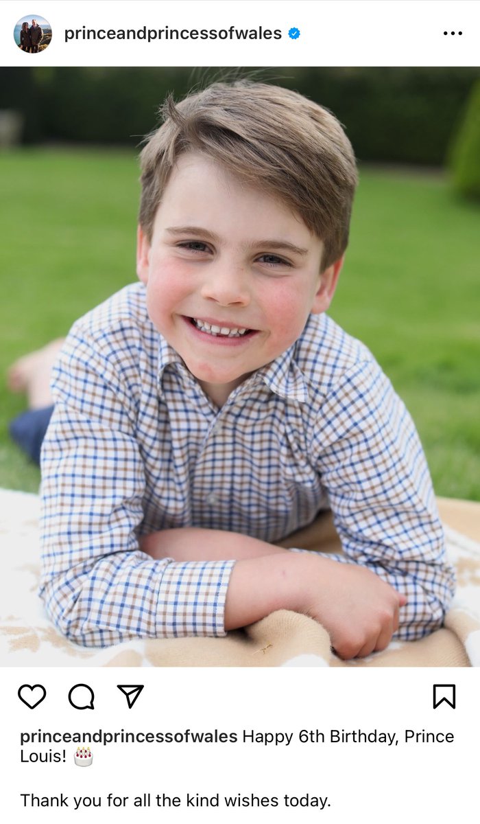 Lovely new image of Prince Louis released on his sixth birthday by @KensingtonRoyal