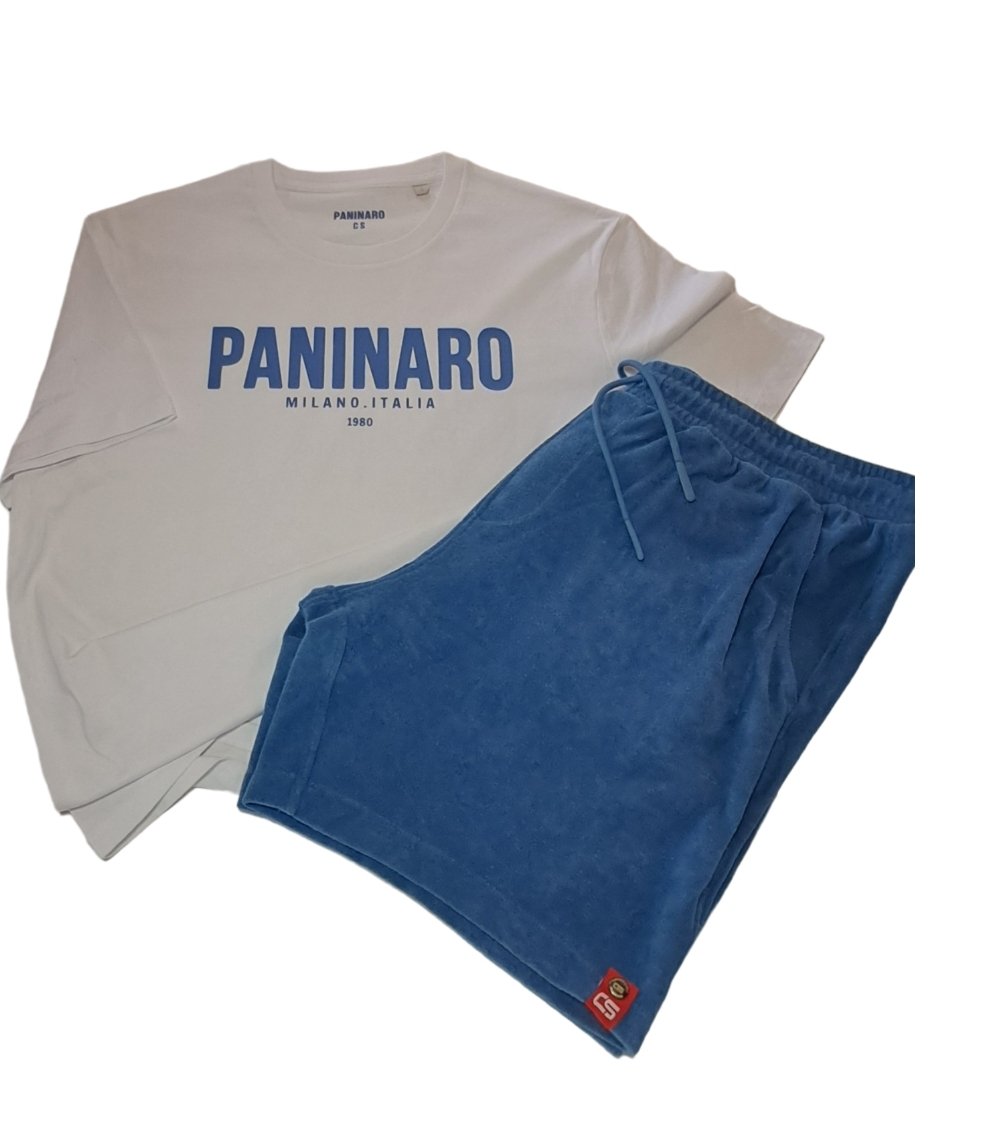 Combo for me today, Paninaro custom tee matched with the new Terry Shorts in Riviera Blue which ate coming soon 😎🇨🇭🫡