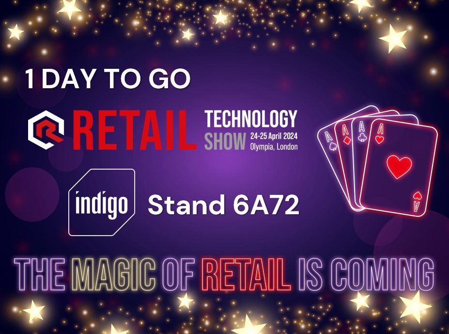 ⏰ One day to the start of #RTS2024 – Register FREE today! retailtechnologyshow.com/- Visit Indigo on stand 6A72 & be part of the Magic! ✨#RetailTech #RetailTechnology #hardware #inventorymanagement #retail #technology #warehouse #warehousemanagementsystems #scanners #mobility