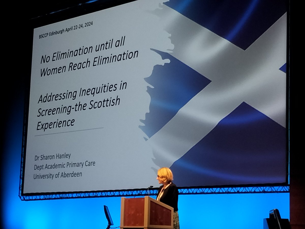 The brilliant Dr Sharon Hanley now talking about the Scottish experience of addressing inequalities in #cervicalscreening @TheBSCCP #BSCCP2024