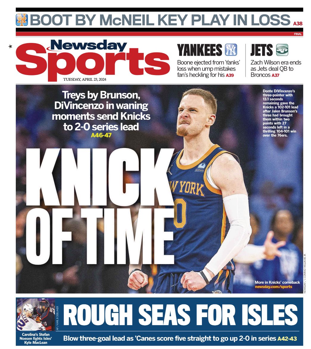 I’m gonna go get the papers, get the papers: back page edition. Battle of the @nyknicks #tabloidheds
