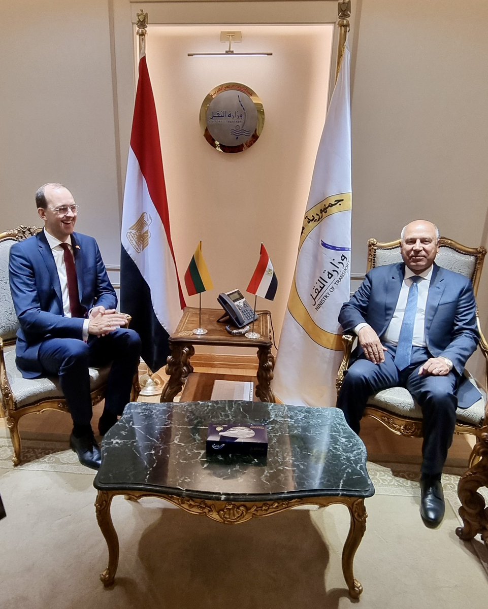 It was a pleasure to meet with 🇪🇬 Egypt’s Minister of Transport Kamel Al-Wazir. There is untapped potential to further deepen 🇱🇹&🇪🇬 ties in maritime transport & logistics! Excited to extend an invitation to Egypt to join the @ITF_Forum and pass on best regards from @Young_T_KIM!