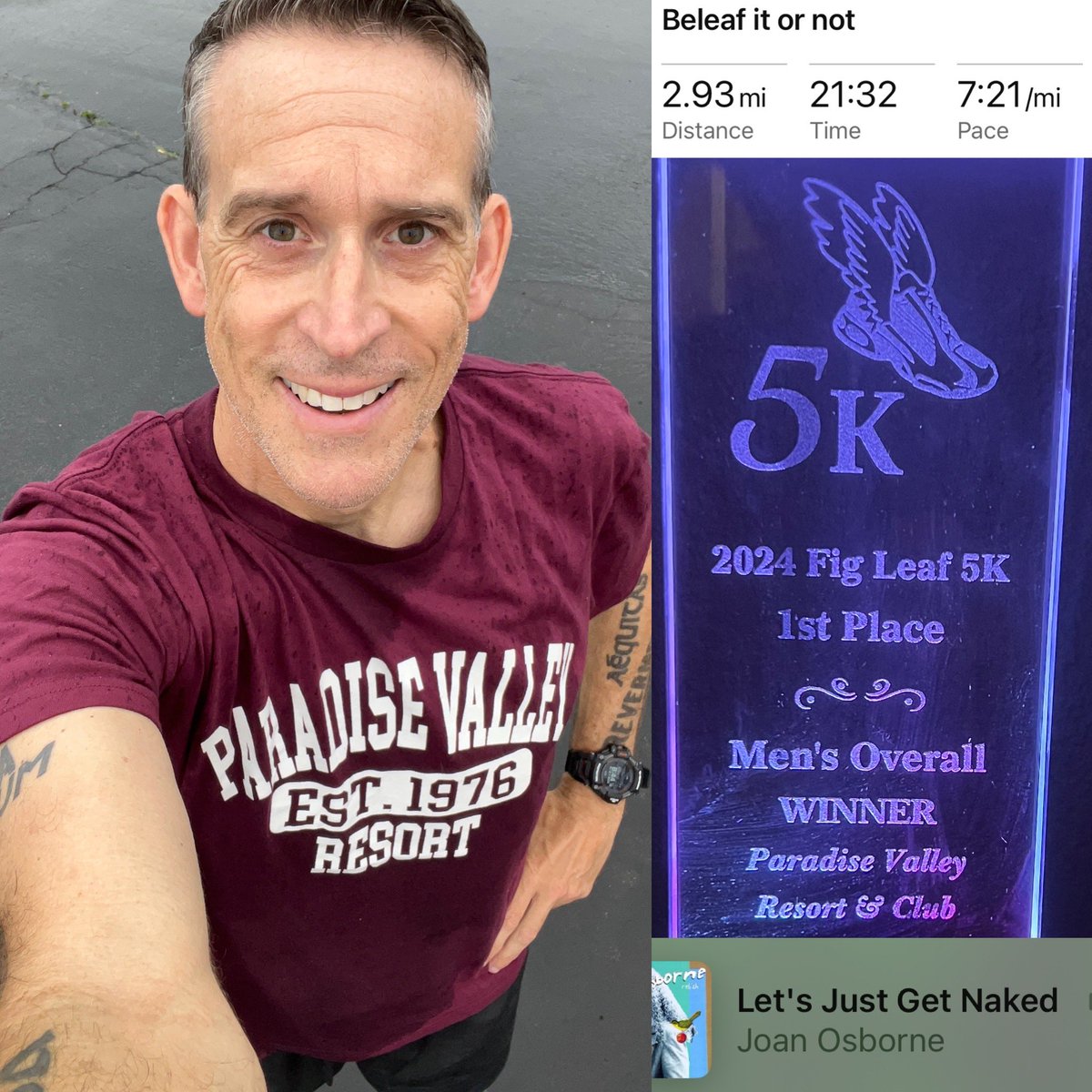 Something I haven’t done in a long time, overall winner at a 5k over the weekend. It was a bit short, but it was cool out. And wow that course had some hills. #5k #running #figleaf5k