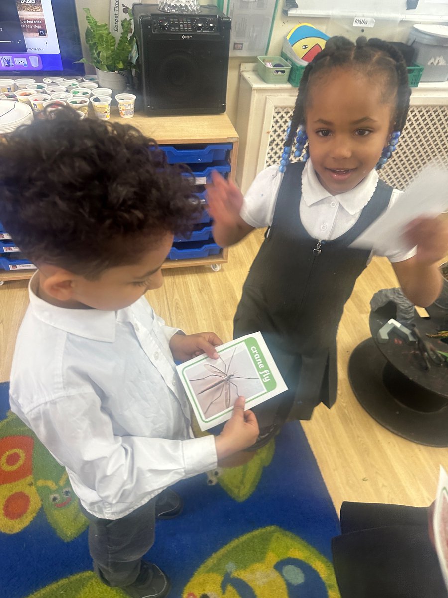 Rec_StSilas's tweet photo. We love playing quiz-quiz-trade to collaborate and share new vocabulary with our friends. We have been learning all about minibeast ready to build our bug hotel.  @stsilasschool https://t.co/ADpu8Whs2p