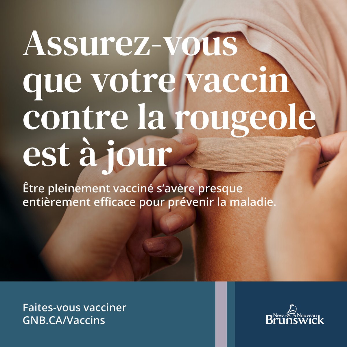 Gouv_NB's tweet photo. Saviez-vous que la rougeole est hautement contagieuse et que les cas sont à la hausse partout dans le monde?

Être pleinement vacciné s’avère presque entièrement efficace pour prévenir la maladie. Veillez à vous protéger contre les maladies potentiellement mortelles aujourd’hui et à l’avenir.

Si vous êtes né après 1970, vous devez recevoir deux doses d’un vaccin contre la rougeole. Si vous n’en avez reçu aucune, ou si vous n’êtes pas sûr d’être pleinement vacciné, parlez-en à un fournisseur de soins de santé.

Prenez soin de vous et de votre communauté. Faites-vous vacciner. https://t.co/tPdUHwGbPi