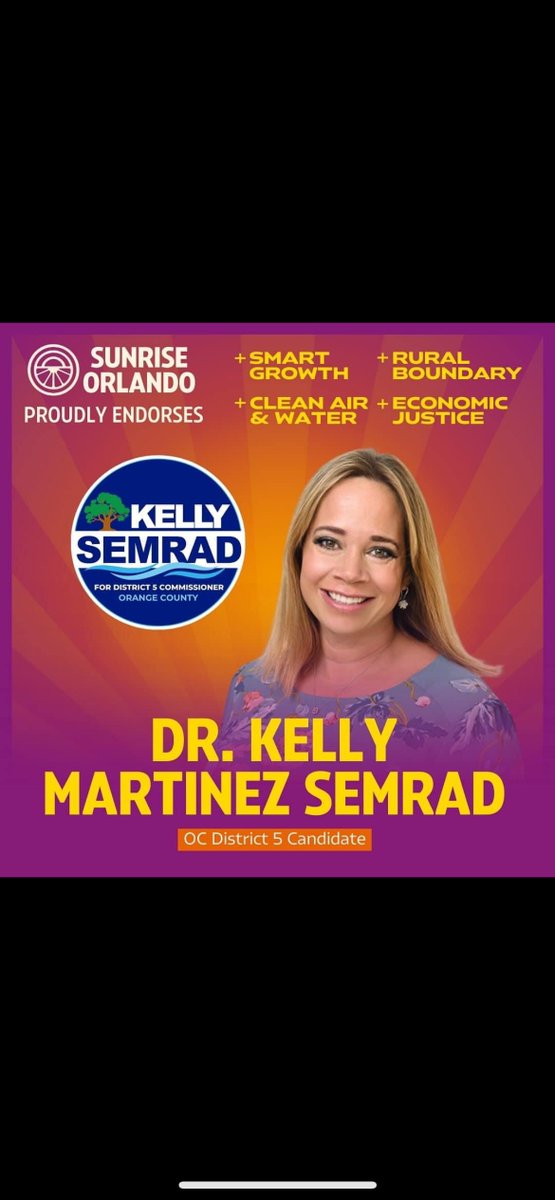 VoteKellyD5's tweet photo. This ol' warrior is endorsed by the next warriors! The next generation is here... they are organized...smart...motivated...and demanding better for OC &amp; our environment! Thank you to @sunriseorlando! I'll see you in the trenches! https://t.co/wKEzZ5WdtT