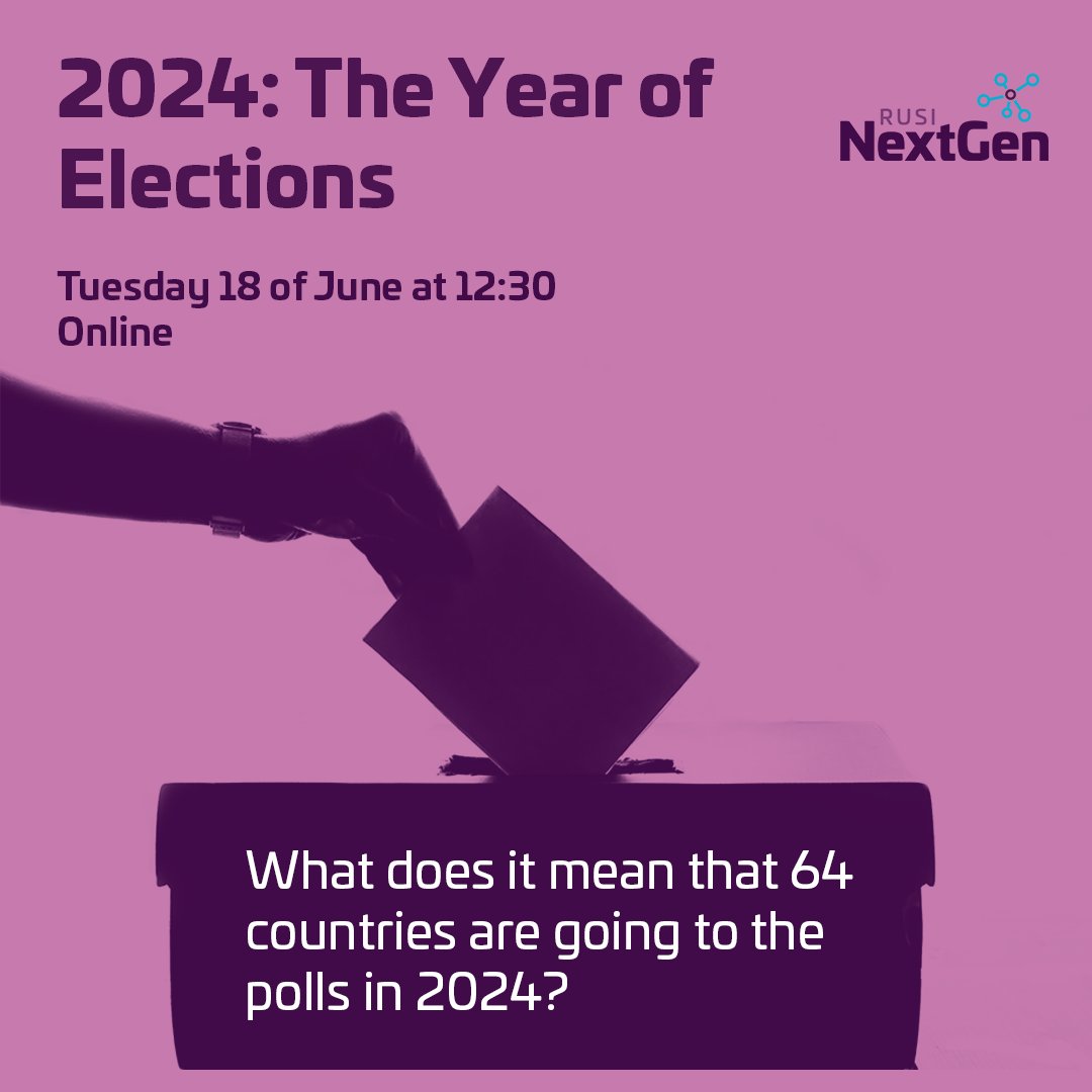 64 countries going to the polls in 2024, but what does that mean for regional and global relationships? Join us on 18 June 2024 for an online panel and Q&A my.rusi.org/events/webinar…
