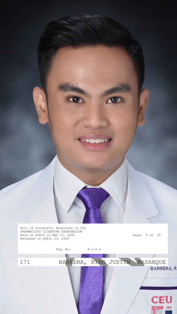 RPh na ni Lord!🙏 Salamat pharma studytwt! super helpful tong nabuong friendship dito kahit online lang♥️ lalong lalo na sa mga study tips, reviewers,mnemonics na nakatulong sakin. Thank You! God Bless us All🥰🙏

Ryan Justin M. Barrera, RPh✨