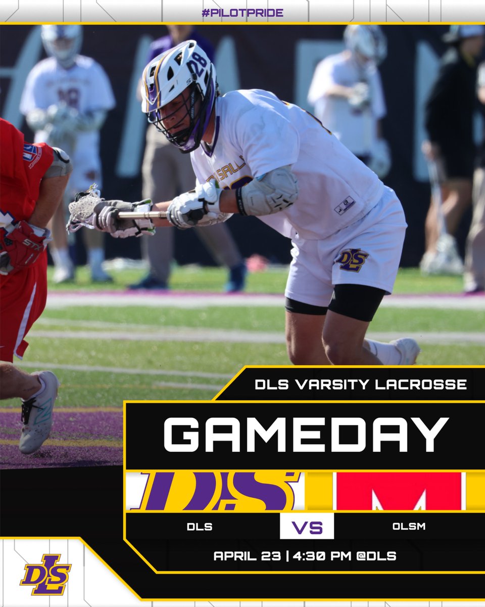 DLS Varsity Lacrosse has a home game as they take on the Eaglets of St. Mary’s Prep at 4:30PM, today, April 23.
$7 tickets: gofan.co/event/1495342?…
Livestream: 
delasallehs.com/athletics/live…
Let’s go, Pilots!! 

#PilotPride @DLSLax