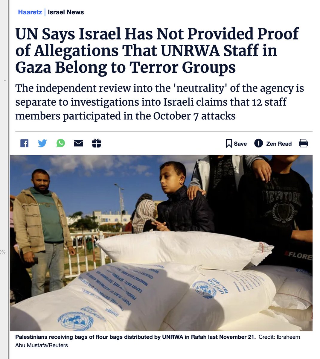 16\ UNRWA: In Jan, Israel claims 12 UNRWA workers took part in Oct 7 & that thousands of UNRWA staff are Hamas & PIJ members. Four months later, ZERO evidence is presented by Israel to support this. Israel killed over 170 UNRWA workers!