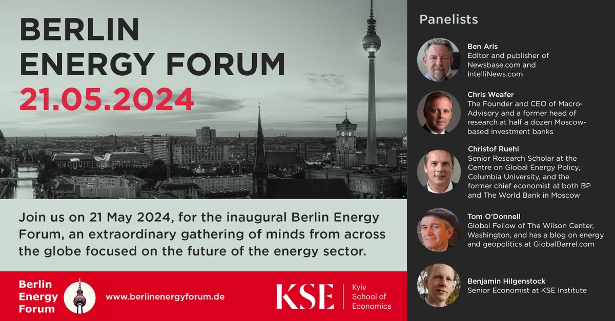 Join the "The Great European Energy Crisis: drones, price caps, and shadow fleets" at the Berlin Energy Forum on May 21!
 Dive into key issues with top experts. only 50 spots – register now! #EnergyCrisis #Energy
<a href="/bneeditor/">BenAris</a>
<a href="/ChrisWeafer/">Chris Weafer</a>
<a href="/ben_hilgenstock/">Benjamin Hilgenstock</a>
📷berlinenergyforum.de