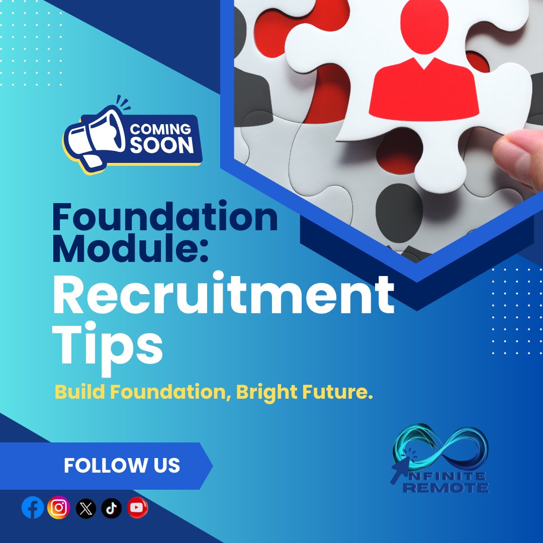 🔍💼 Unlock the secrets to successful recruitment! Our expert tips are coming soon to help you build a strong foundation for hiring top talent. Stay tuned!

#Recruitment #infiniteremoteph #workfromhomeonline #remotejobs2024 #hiring2024 #recruitment2024 #freelancinglife