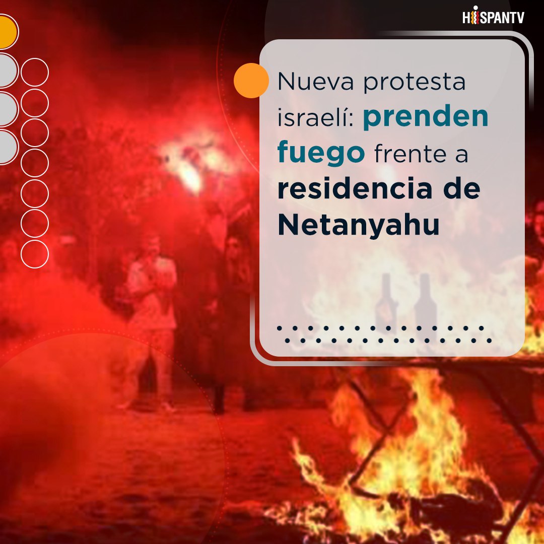 🔴Manifestantes quemaron una mesa simbólica de la Pascua judía frente a la casa del primer ministro Netanyahu, acusándolo de fallar a los israelíes retenidos en Gaza🇵🇸.