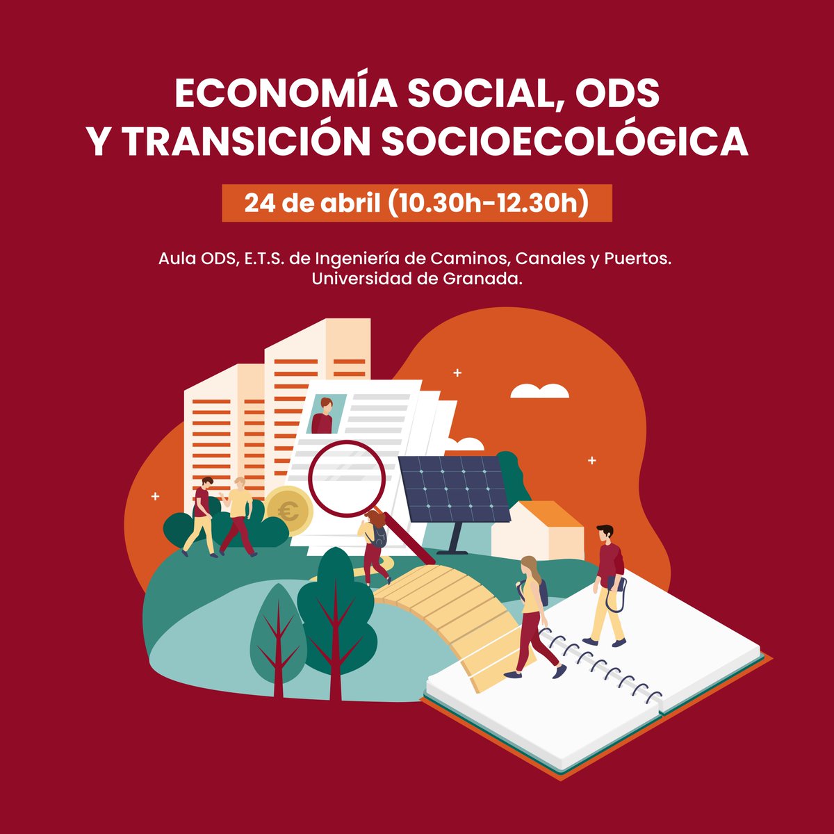 Nos vemos en la📢 Jornada 'Economía Social, ODS y Transición Socioecológica' Colaboran: @CanalUGR y @TallerEcosocial 🗓️24 abril 🕥10:30 -12:30 Aula ODS Universidad de Granada ▶Actividad en el marco del proyecto: 'Economía Social, Universidades y ODS #DGES @EmpleoJunta