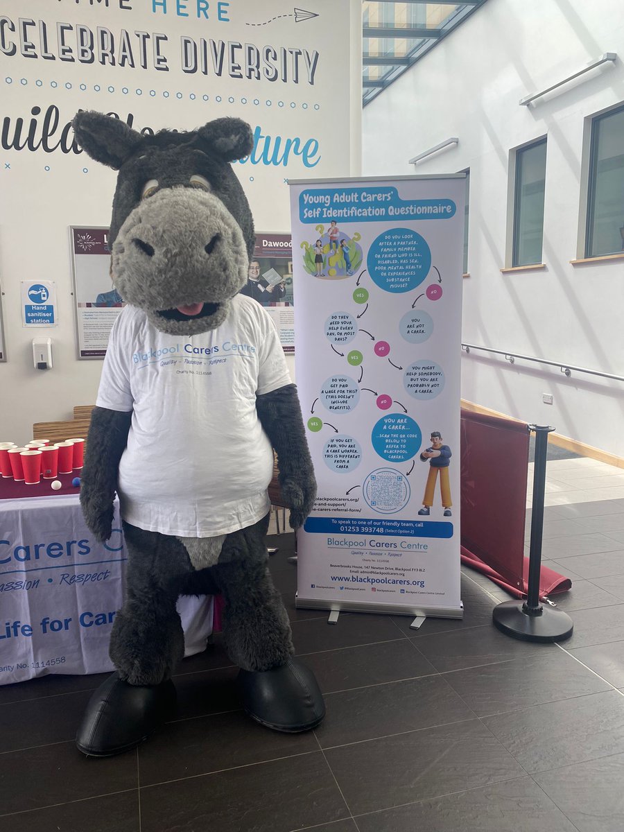 We’re back at @BlackpoolSixth Form College this afternoon with the main man himself, Rocco! 💙 Come and see us between 12-1.30pm in the foyer. If you see Rocco wandering around college, take a picture and post with #roccocares