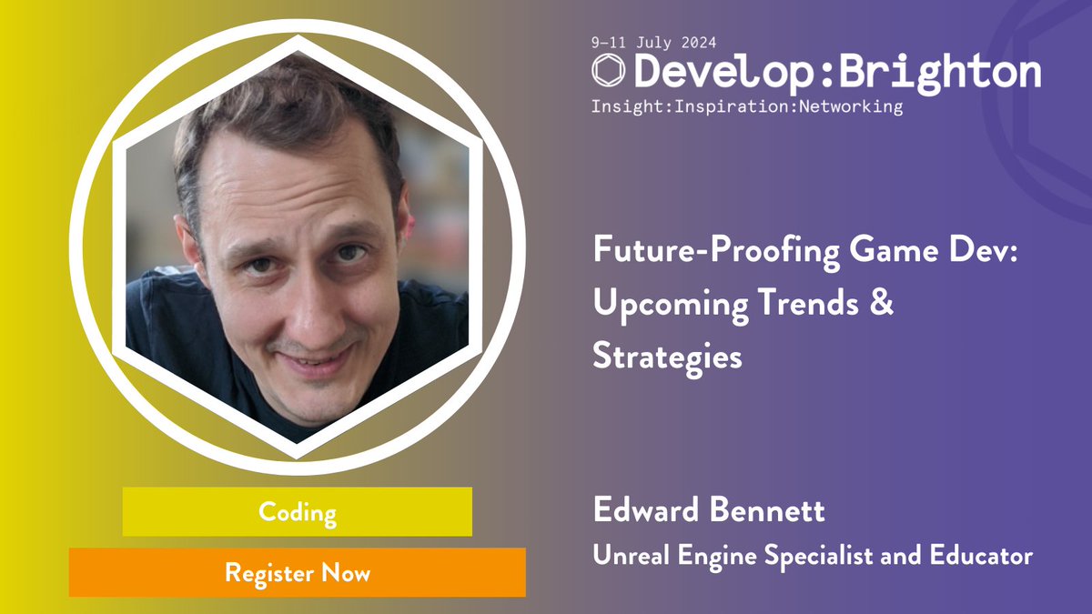 Don't miss Edward Bennett, UK Instructor for @EpicGames, at Develop:Brighton 2024 this summer. With an eye on Epic’s latest innovations, Edward is a wealth of knowledge on future gaming trends and future-proofing games. #DevelopConf