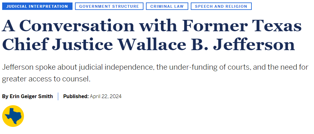 Justice delayed is justice denied. What causes those delays? Well, in part, a lack of funding. Important that folks read this interview with fmr Tex. Chief Justice Jefferson via @StateCourtRpt / @BrennanCenter statecourtreport.org/our-work/analy…