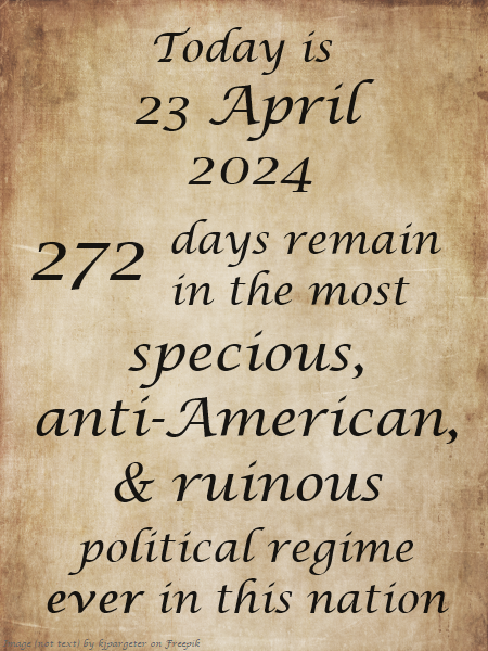 #DailyCountdown to 20 JAN 2025

Please LIKE, SHARE, FOLLOW

#ImpeachBiden #BidenCrimeFamily #BidenRegime #BidenWorstPresidentEver #WorstPresidentEver #StolenElection #OccupiedAmerica #VoterFraud #NoneDareCallItTreason #IllegitimateElection #NotOnOurWatch #WillNotComply