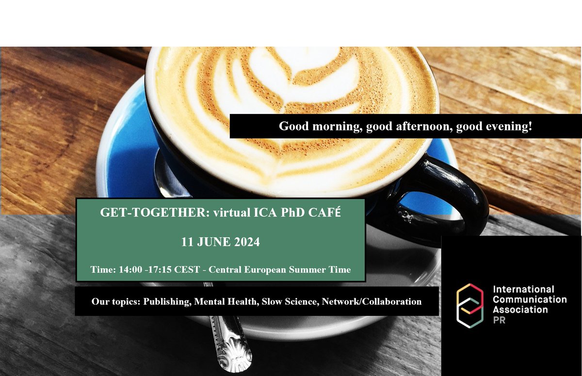 Our <2024 ICA PRD PhD Student Workshop> with café, great talks & room for exchange is online! Program & Registration: docs.google.com/forms/d/1f74j7…