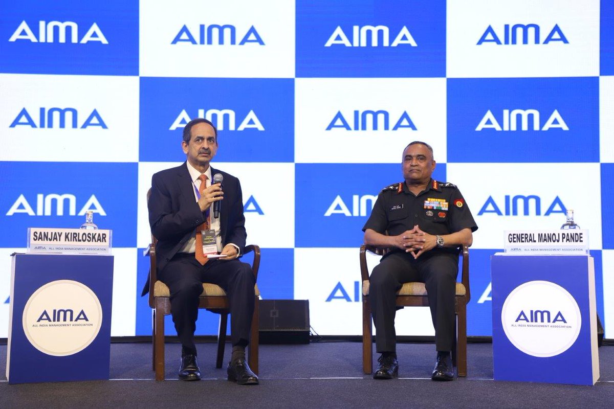 adgpi's tweet photo. General Manoj Pande #COAS delivered the Keynote Address at AIMA’s 9th National Leadership Conclave on ‘Hard Power – Modernising Forces Through Self Reliance’. #COAS highlighted the transformative initiatives underway in the #IndianArmy for building a self-reliant, tech-enabled & future-ready force which will contribute towards realising the aspirations, goals & objectives of Rising India. The leadership conclave conducted by @aimaindia in #NewDelhi, focused on ‘Unshackling Leadership: Flexibility, Agility, Adaptability’ and brought together speakers from varied disciplines.

#IndianArmy
#OnPathToTransformation

@aimaindia