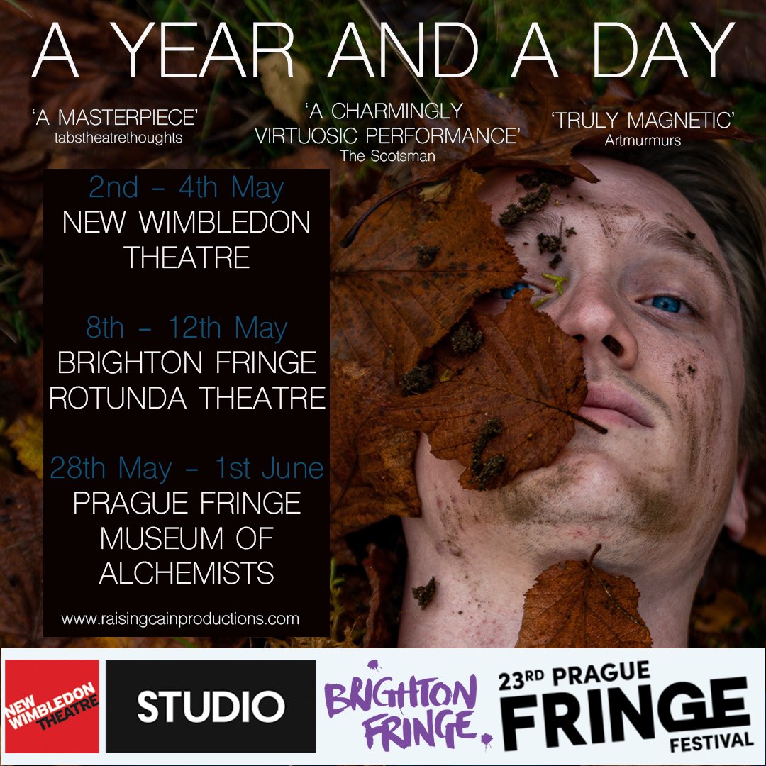 RaisingCainPro1's tweet photo. We’re bringing A Year and a Day to @NewWimbTheatre @brightonfringe @RotundaDome 
 and @praguefringe this May!

We received a phenomenal review from @tab_sky_limit for our performance in Aylesbury and can’t wait for you to see this beautiful time-travel tale.

#theatre #fringe https://t.co/0eeJSQjs9J