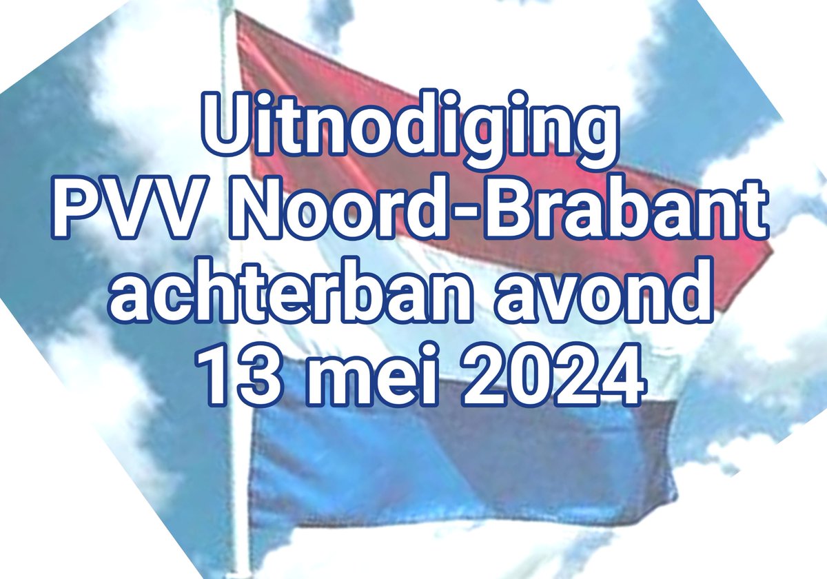 pvvnoordbrabant's tweet photo. Op 13 mei: PVV Noord-Brabant achterbanavond in 's-Hertogenbosch. Ontdek het provinciehuis, praat met onze Statenleden. Aanmelden vóór 8 mei via vrijwilligernoordbrabant@gmail.com https://t.co/bU2nxKDN5c