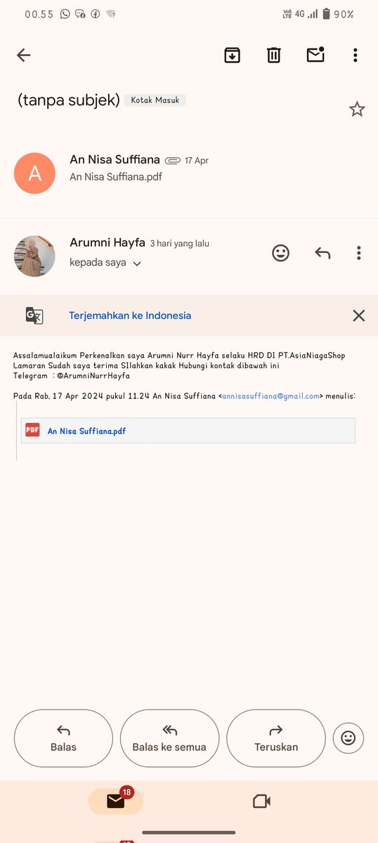 ASuffiana28823's tweet photo. ❗PENIPUAN❗
Hati hati buat kalian semua yang lg cari kerja, kemarin ak nemuin postingan info loker ini di instagram daerahku karena ak emang niat nyari kerja akhirnya ak apply lewat email, dan akhirnya dibales akhirnya komunikasi by tele dan saat itu juga disuruh ngerjain tugas" https://t.co/NHbLLbsy1i