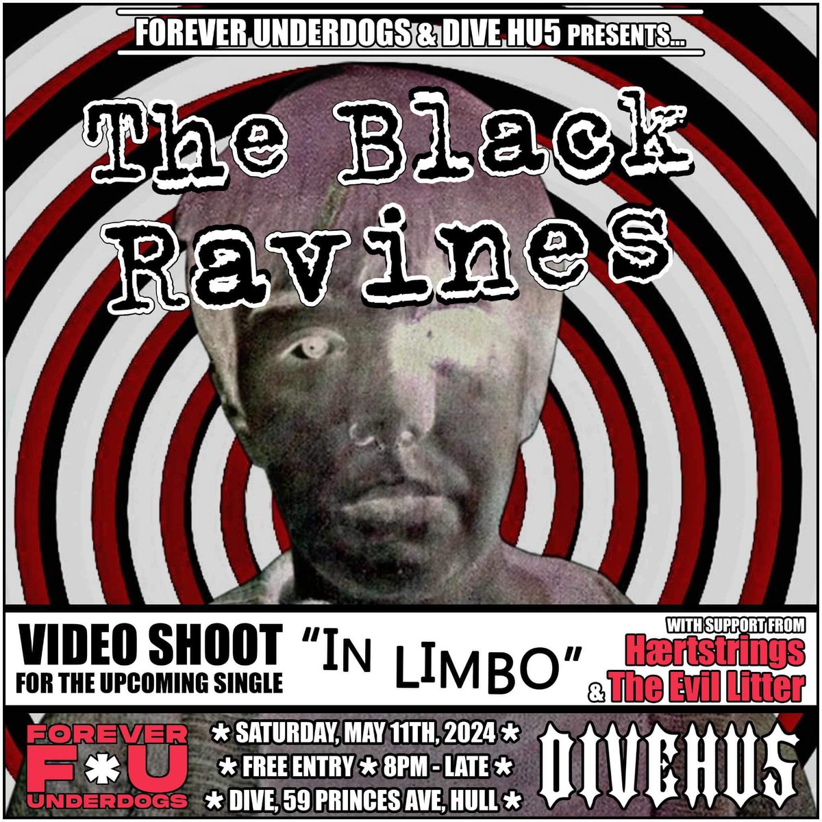 How would you like to feature in a music video?

Look no further… We are holding a special headline show <a href="/DIVEHULL/">DIVEHU5</a> 

During the show we will be shooting a music video for our upcoming single “In Limbo”
It’s FREE ENTRY so just bring your energy and let’s pack the gaff out!!