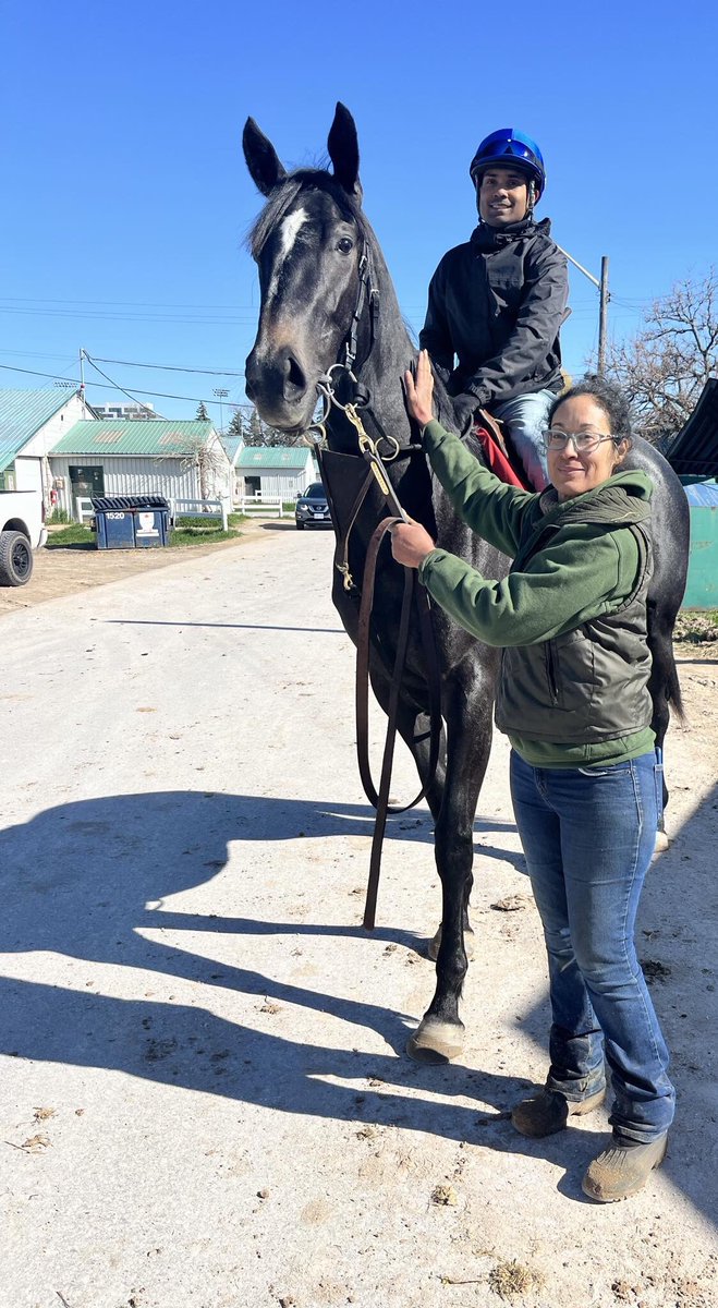 ~Stay positive, work hard and make it happen.~ 📸 @shirleycamhaven 🏇🇨🇦❤️🤍 #TeamCamHaven #Thoroughbreds #HorseRacing #OntarioRacing #Caravaggio #TwoYearOldTuesday #Fillies #EarsUp #HorseLove #Grooms #LoveMyJob