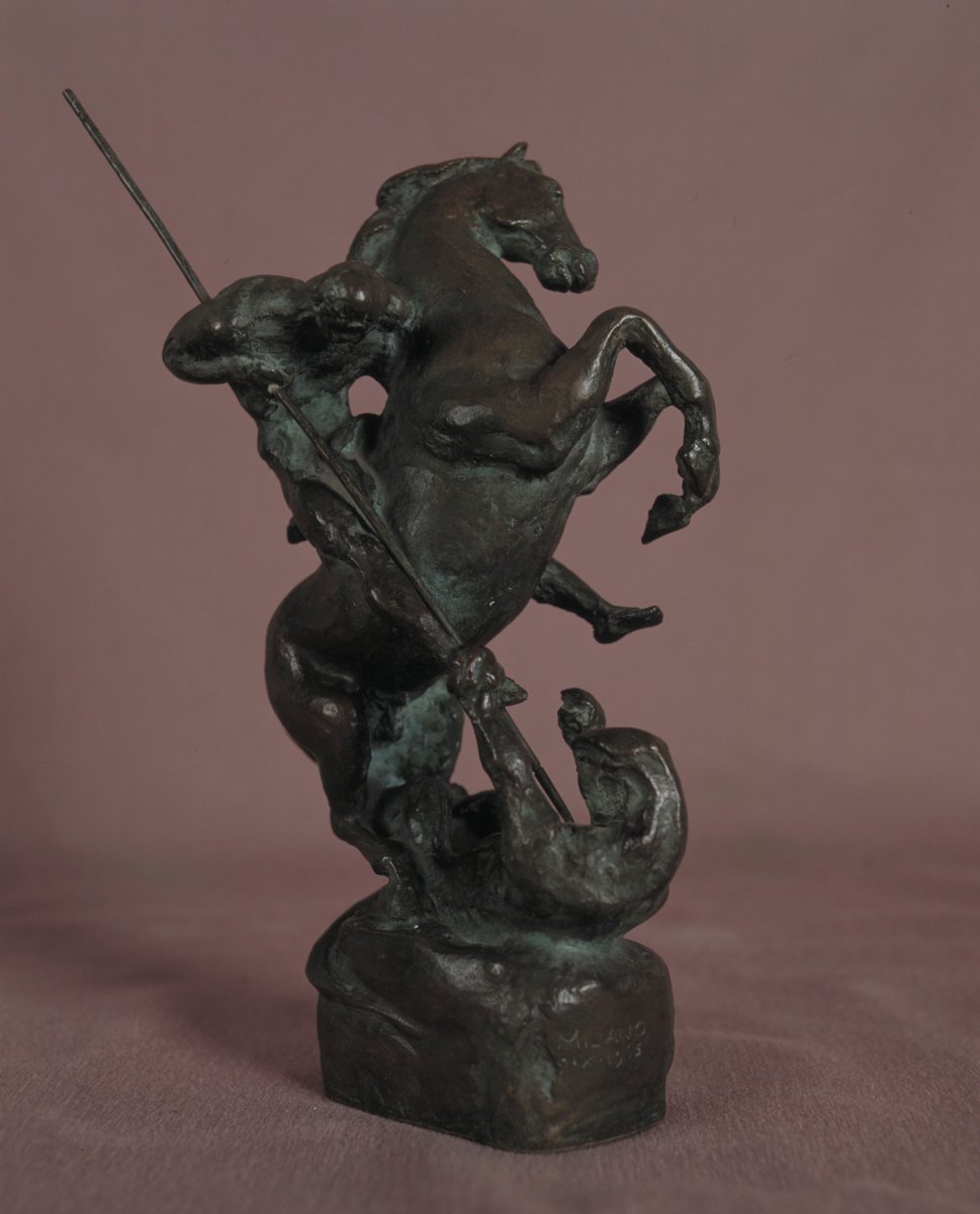 🎉 Happy St George’s Day! 🎉 In this 20th century bronze sculpture depicting the pivotal moment of the heroic legend, George’s steed rears up dramatically over a very small dragon. Have you got a favourite artwork depicting St George? Let us know in the comments✍️