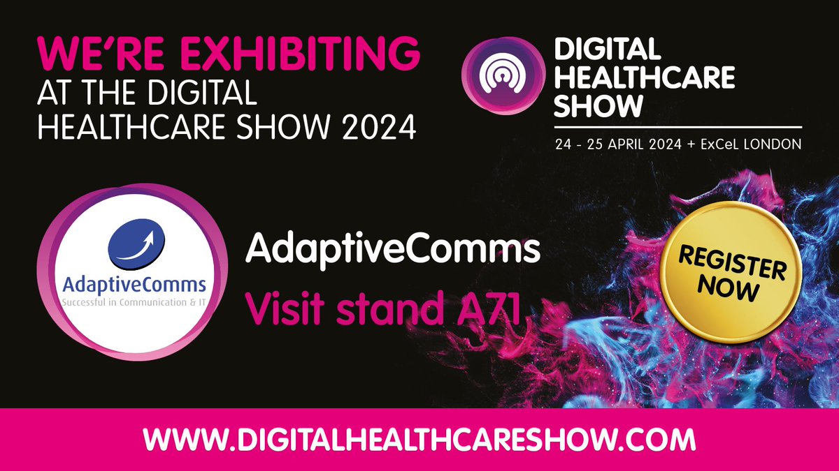 AdaptiveComms at Digital Healthcare Show 2024, London ExCel! 🎉 As an assured supplier on the NHS Better Purchasing Framework for Advanced Telephony, we will be giving a live demo of AdaptivePhone at Stand A71! 

zurl.co/SxNF

#digitalhealthcareshow #telephony #nhs