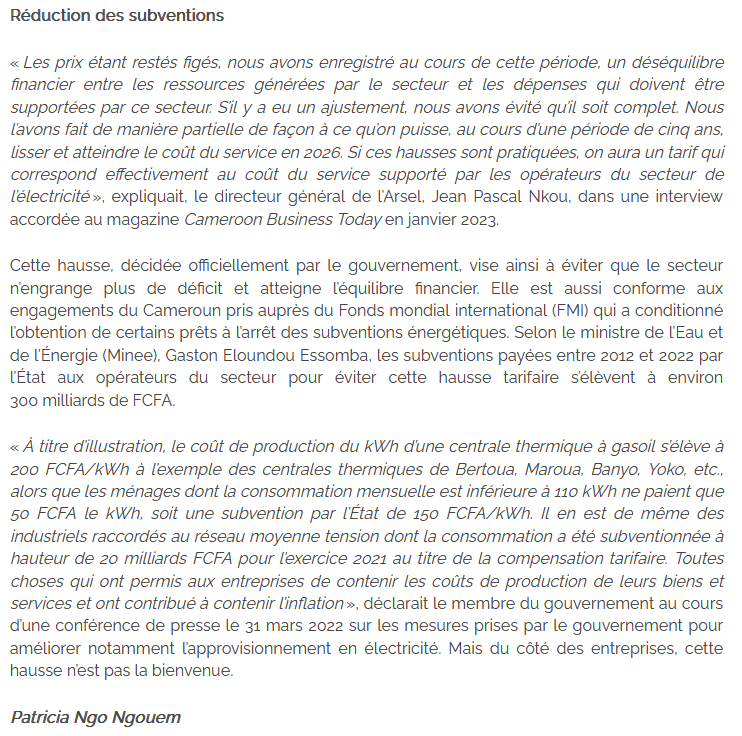 jtchoufang's tweet photo. @madibaOlivier Il s'agit d'une deuxième séquence motivée par la décision de l'#ARSEL, qui suit une première séquence activée il y a un an.
Ces deux articles publiés en février dernier par @InvestCameroun et par @EcoMatin_CMR en parlent... https://t.co/htA0jeYxvo