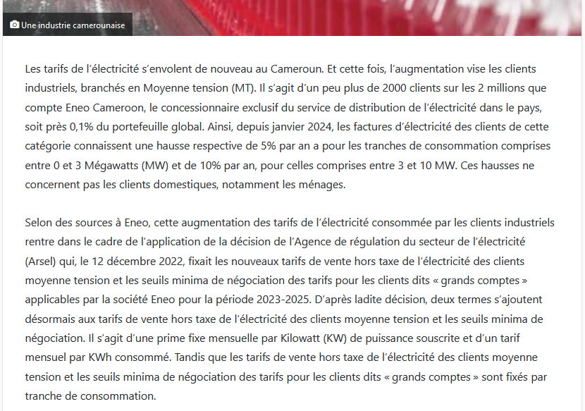 jtchoufang's tweet photo. @madibaOlivier Il s'agit d'une deuxième séquence motivée par la décision de l'#ARSEL, qui suit une première séquence activée il y a un an.
Ces deux articles publiés en février dernier par @InvestCameroun et par @EcoMatin_CMR en parlent... https://t.co/htA0jeYxvo