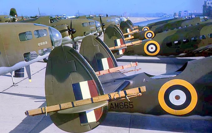 Four Lockheed Hudsons at Floyd Bennett Field, New York, prior to being shipped to England in 1941.