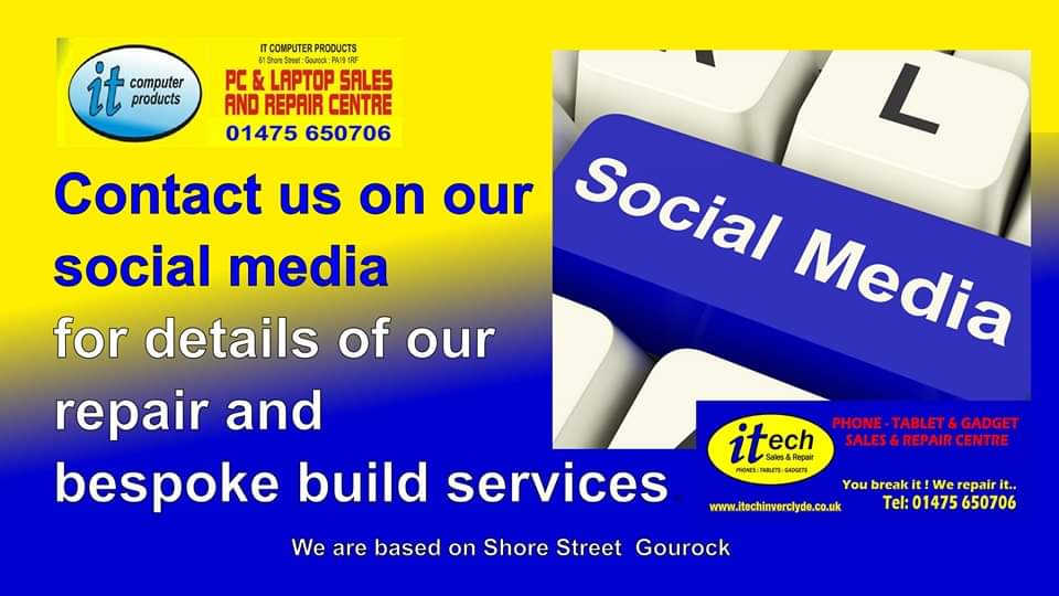 . @ITComputerPro - @itechInverclyde Call in to the Shore Street Gourock shops - open 9 to 5 or use our social media. #Inverclyde #Gourock #ChooseLocal #ScotlandLovesLocal