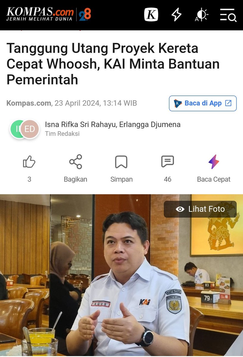 kabarpenumpang's tweet photo. KAI, sdh jatuh tertimpa tangga ❌

Bayar utang ke China Rp6,9T ✅
Was-was PMN ga disuntik ✅
Pusing muterin duit buat operasional ✅
Target jumlah penumpang blm tercapai ✅
Bayar sewal rel ✅
Bayar maintenance and operation (IMO) ✅
Dirut KCIC dibawah bayang2 China ✅ https://t.co/Ip5W1eyrQY