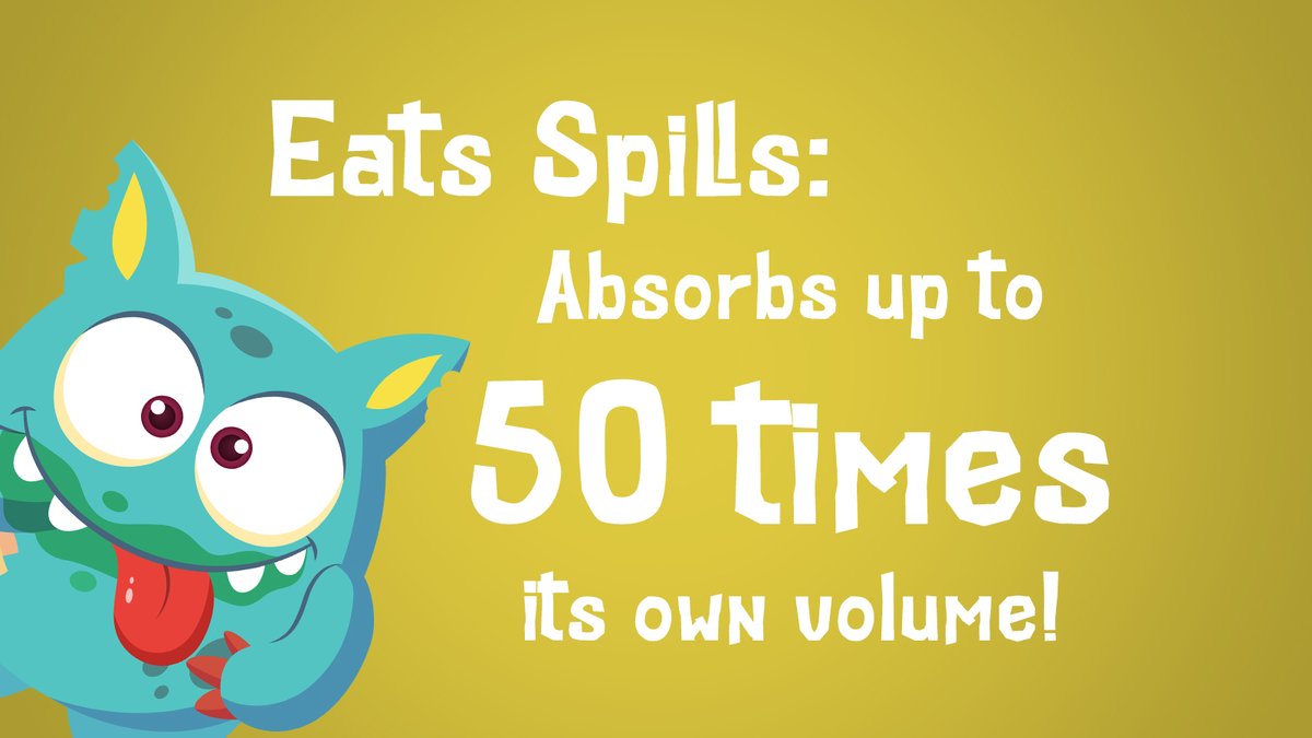 Spill Monster can absorb up to 50x its own volume in liquids. Plus, it's antibacterial, eliminating 99.99% of all harmful bacteria. What's not to love? 🥰 spillmonster.com #spillmonster #eatsspills #nomoremess #antibacterial #absorbsliquids