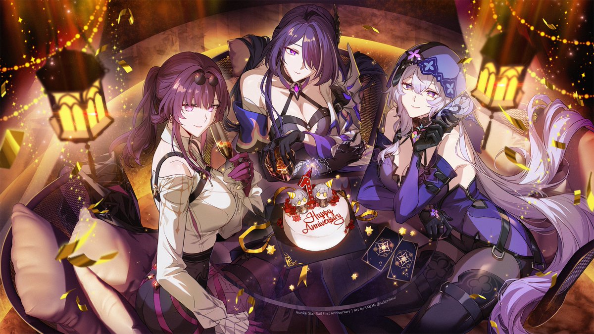 Cheers!! 🥂✨ Happy first anniversary!✨🥂

#HonkaiStarRail #HSR1Year #HSRHBD