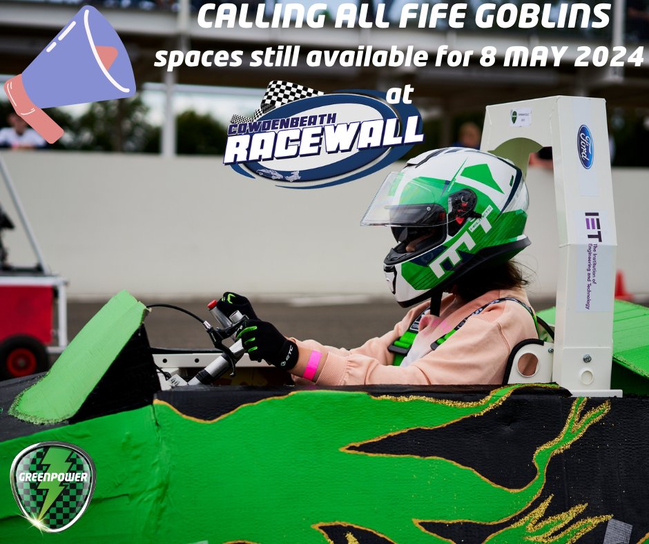 greenpower_team's tweet photo. Get your entries in soon all you Fife Goblins.

Closing date for entry is 26 April 2024.

The first of our events in Scotland for the 2024 season and we can't wait.
@StemFife

#Fifecouncil #Racewall #STEM #Greenpower #Charity #Education #teamwork https://t.co/A06vTn8mDn