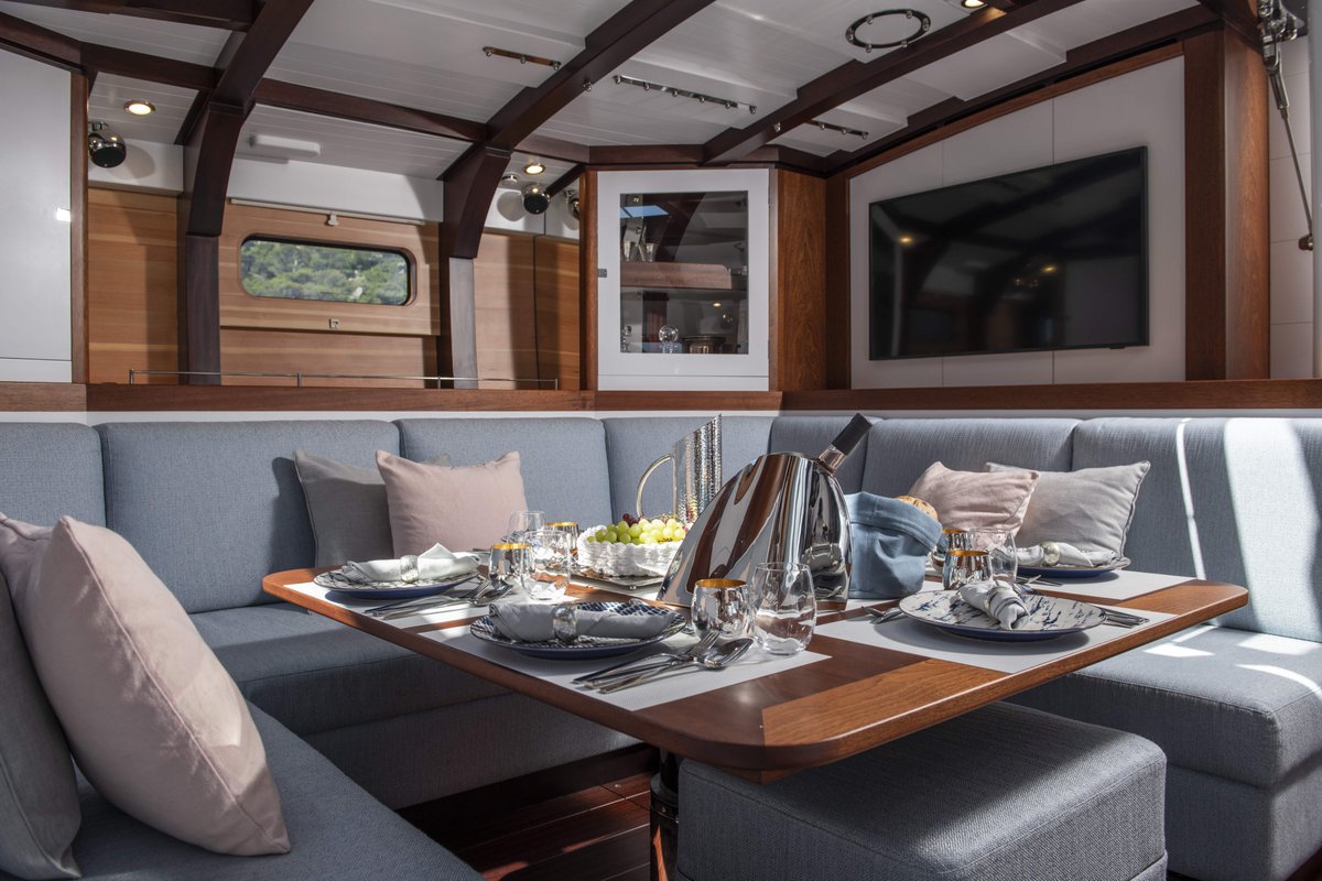 OCyachts's tweet photo. Step on board the ultimate modern classic yacht. The beautiful ANIMA II will be attending the Palma International Boat Show next week.

Now is your opportunity to explore this custom-built, wooden masterpiece before sailing her around the Balearics this summer. With three stunning en suite staterooms, a spacious salon and high performance sailing, ANIMA II is the perfect option for cruising the crystal-clear waters of the Mediterranean in style.

ANIMA II is available for charter in the Balearics & will be hosting charters at the Louis Vuitton 37th America's Cup in Barcelona. Enquire now to arrange a viewing at the show.

https://t.co/9cVNNHSjja