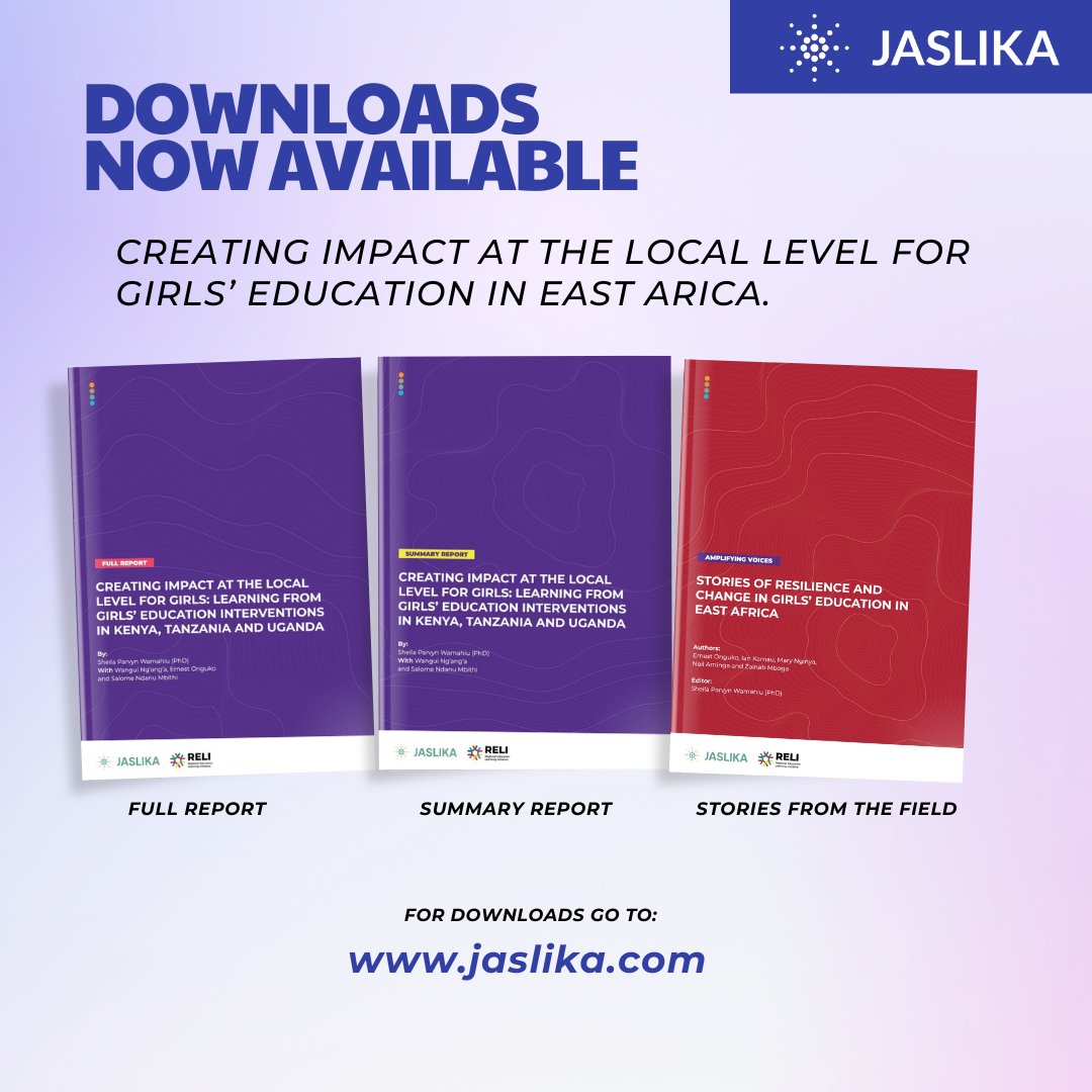 Reports from the study on ‘Creating impact at the local level for girls’ education in #EastAfrica' by jaslika.com is now available!!!. #GirlsEducation #GirlsEducationinEA #jaslika

Follow this link to download the reports
jaslika.com/creating-impac…