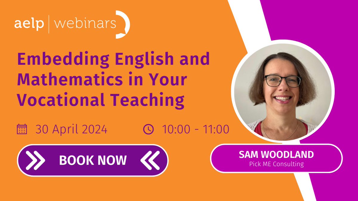 📢 Do you want to learn some simple strategies to enhance learners’ performance in your vocational teaching?

Then book your spot on this #AELPWebinar here👇
aelpwebinars.org.uk/EmbeddingMaE