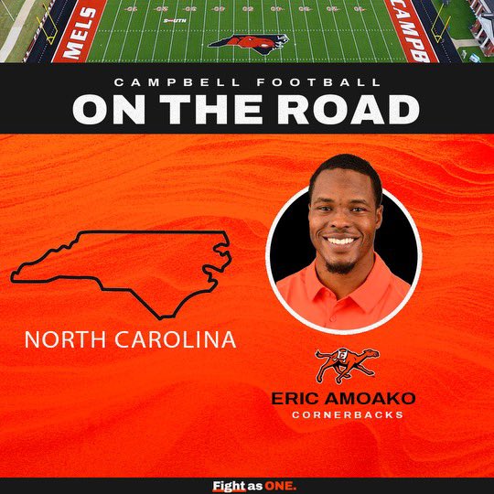 Excited to hit the road this week in the beautiful state of North Carolina! I’m looking forward to connecting with HS coaches & I’m on the hunt for future game changers to join THE CAMELS #RollHumps | #FightAsOne 🐪