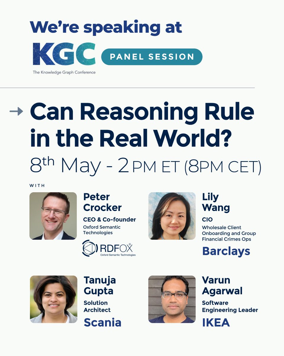 Can Reasoning Rule in the Real World?
SPOILERS: Barclays, IKEA and Scania are weighing in...
It's a resounding YES from us! This is not a panel to miss.

Join us at #KGC2024, 6-10 May!
hubs.li/Q02tLzQs0

#AI #Tech #SemanticWeb #KnowledgeGraphs