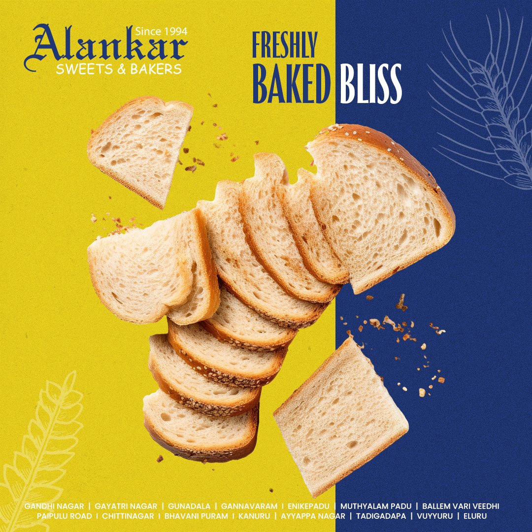AlankarBakery's tweet image. Freshly Baked Bliss is a must-try!
.
.
.
#breadtoast #creambun #fruitbread #milkbread #brownbread #jeerabread #alankarsweets #sweetshop #brownies #cookies #bakedwithlove #sweets #alankarsweetsandbakery #alankarbaker #vijayawadafoodies #vijayawada