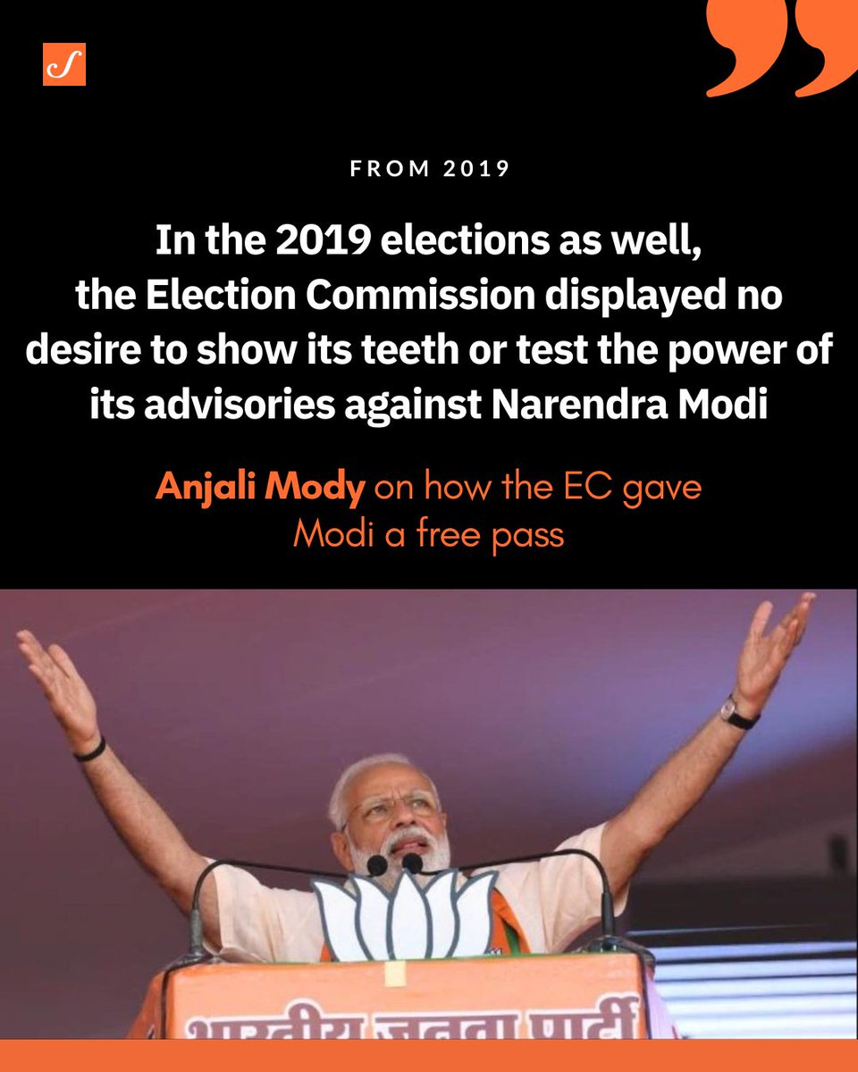 From 2019 | When the commissioners themselves debase the powers of the institution they lead, they compromise the work of the millions of officials, and undermine its credibility. amp.scroll.in/article/922121/ Anjali Mody✍️on how the #ElectionCommission favoured #PmModi