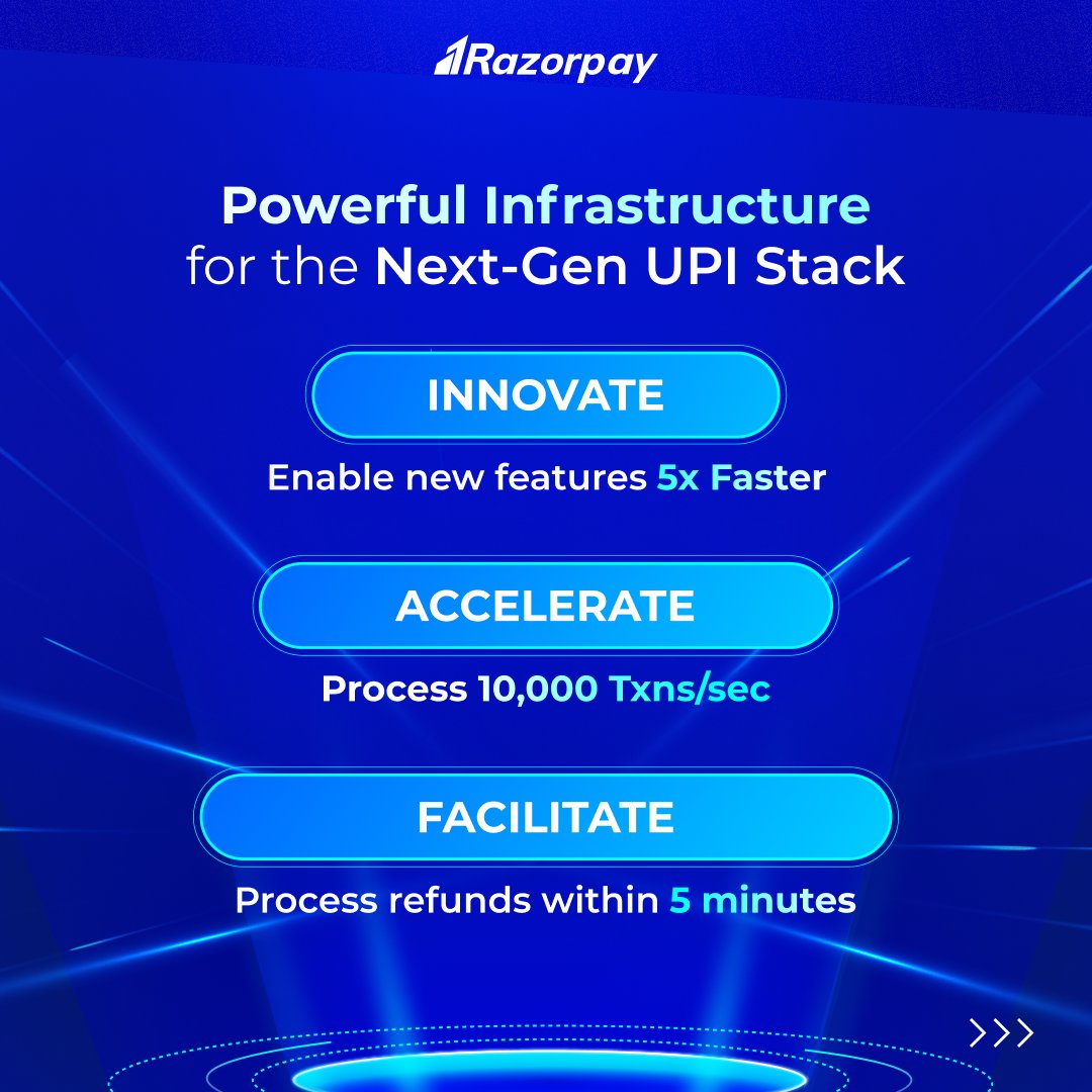 Guess what? 👀 Your UPI performance is ready for an upgrade! 🚀 UPI is growing and evolving faster than legacy infrastructure can keep pace with. We are taking matters into our own hands by building a cloud-based infrastructure to power a next-gen UPI stack. Presenting Razorpay