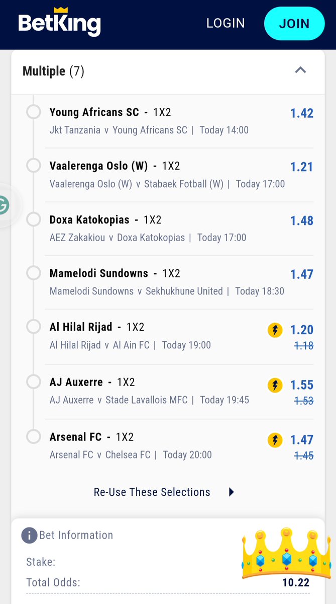 BOOOM FAVOURITES ADVANTAGE

@BetKingNG booking codes⤵️

KNMF8 ➡️➡️➡️ 96 odds
DX2F9 ➡️➡️➡️ 10 odds
D6B2T ➡️➡️➡️ 6 odds

EDIT, PLAY, SHARE
Register & Play⤵️
betking.com
Telegram Channel⤵️
t.me/booomnation

#ThatBetKingFeeling