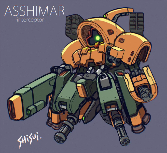 放置してたアッシマーをラフだけど描き上げたくなったので。迎撃機前提なのでMA形態でスクランブルしてブンドドして帰って来るよ。脚?脚が必要なのは撃墜される奴だけなんだぜー!ヽ(≧▽≦)/ 