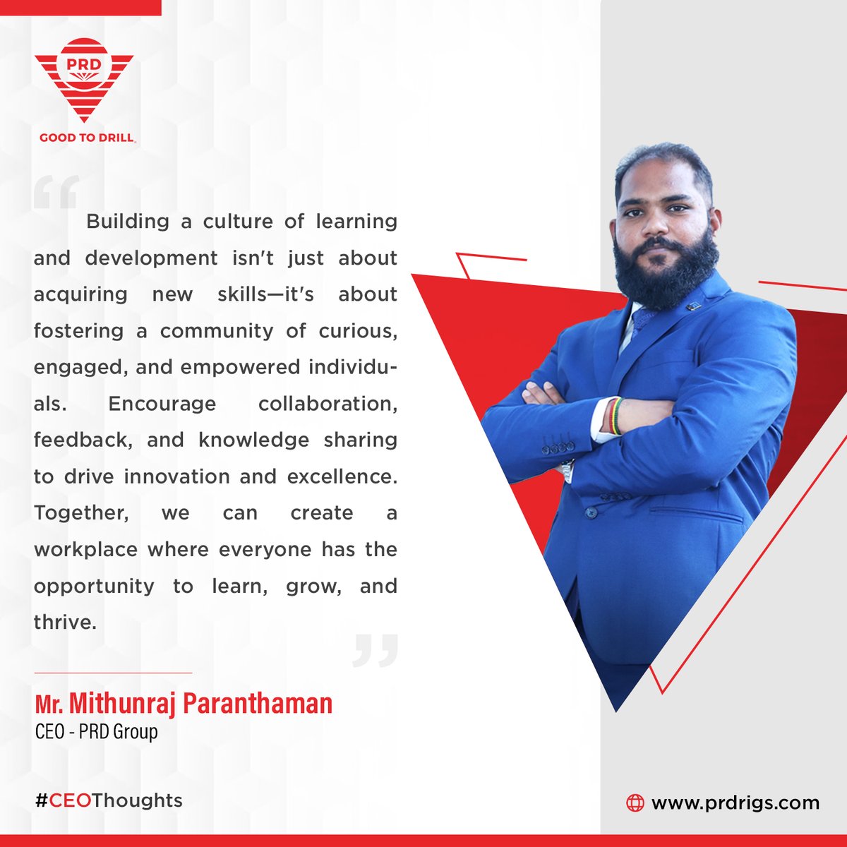 Paran_TT's tweet photo. Empowering minds, fostering growth: Insights from our CEO on building a culture of learning.
.
.
.
#prd #prdrigs #prddrills #workculture #prdfam #learning #development #growth #ceotalk #Innovation #Teamwork #CollaborativeCulture #EmployeeWellness #community #teamspirit #workplace https://t.co/l7HGaKAbfG
